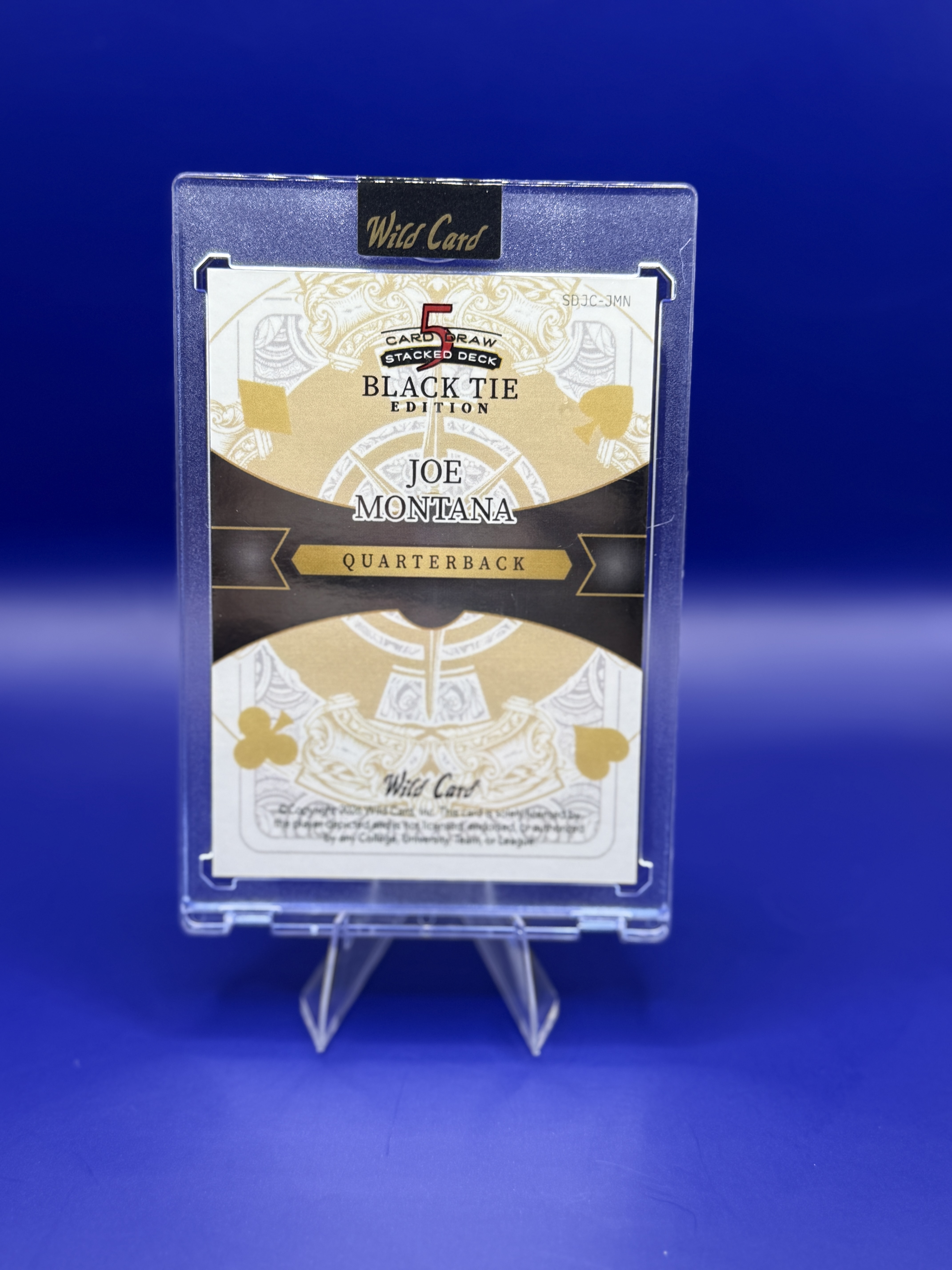 2026 Wild Card 5 Card Draw Stacked Deck Black Tie Edition Joe Montana #SDJC-JMN front