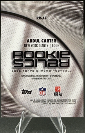 2025 Topps Chrome Abdul Carter Rookie Squad Game-Worn Patch RC back