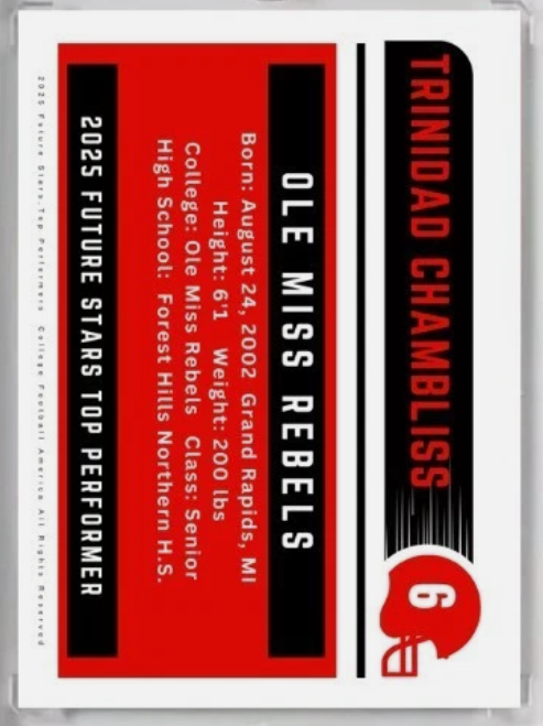 2025 Trinidad Chambliss Future Stars RC — Ole Miss (Top Performer) back