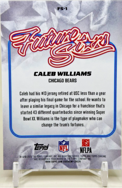 2025 Topps Chrome Future Stars Caleb Williams Refractor #FS-1 back