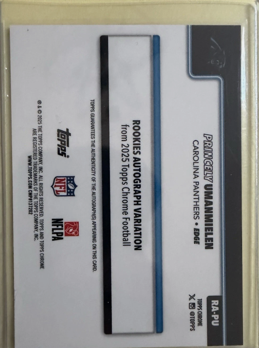 2025 Topps Chrome Rookie Autographs Princely Umanmielen #RA-PU /50 RC back