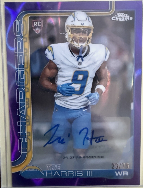 2025 Topps Chrome Rookie Autographs Tre Harris #RA-TH /75 RC front
