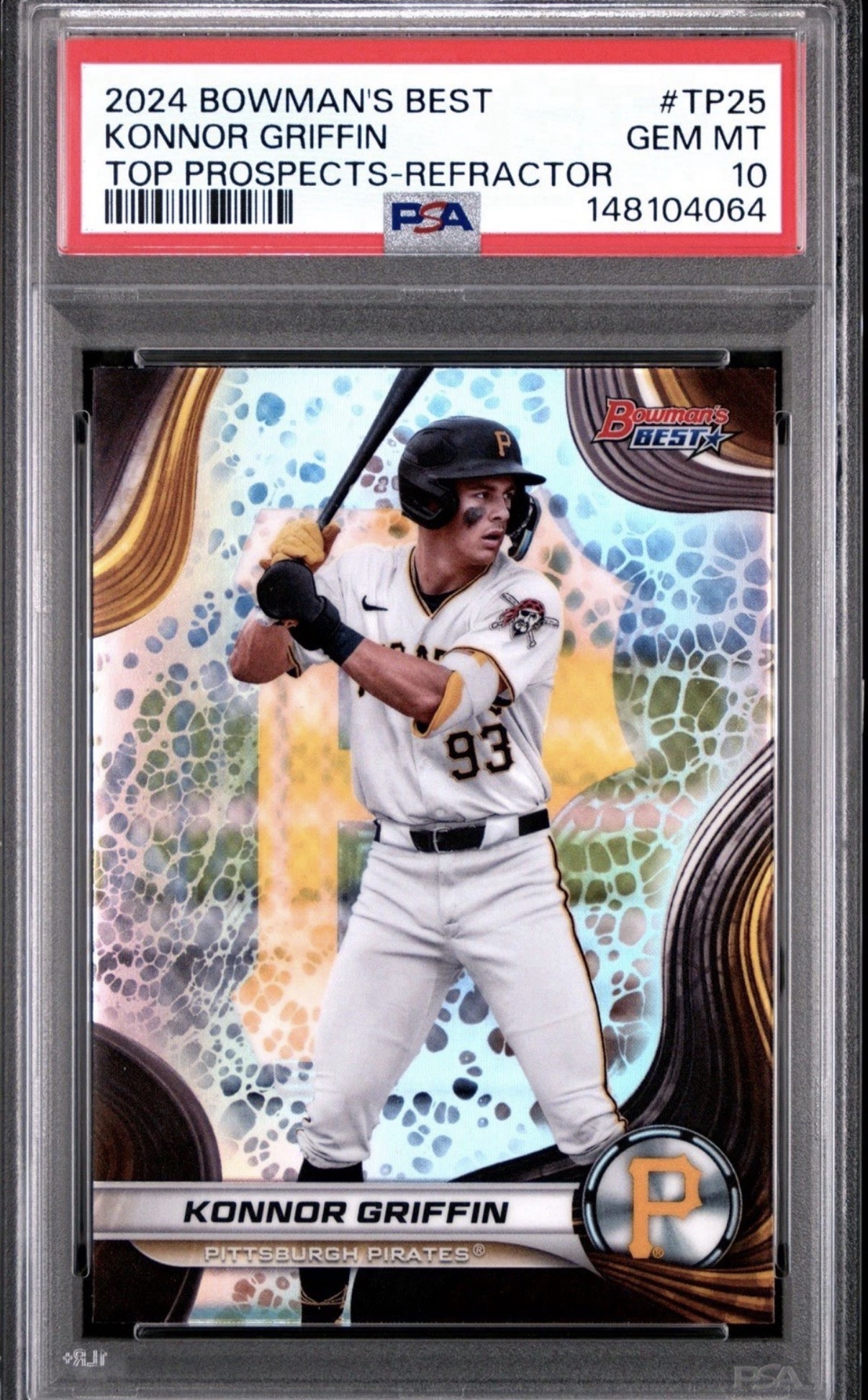 2024 Bowman's Best Konnor Griffin Refractor *PSA 10* Top Prospects Pirates #TP25 front