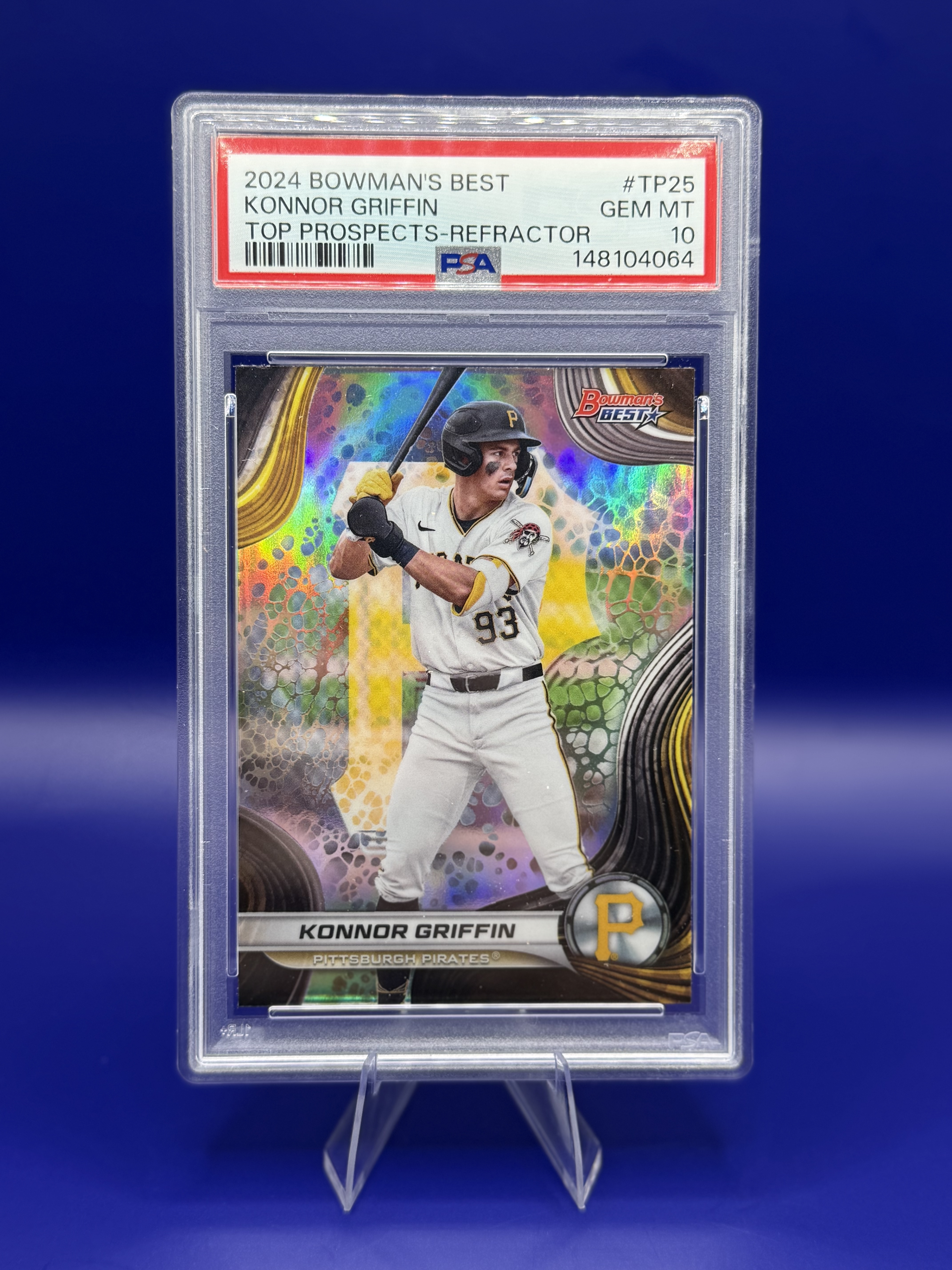 2024 Bowman's Best Konnor Griffin Refractor *PSA 10* Top Prospects Pirates #TP25 front