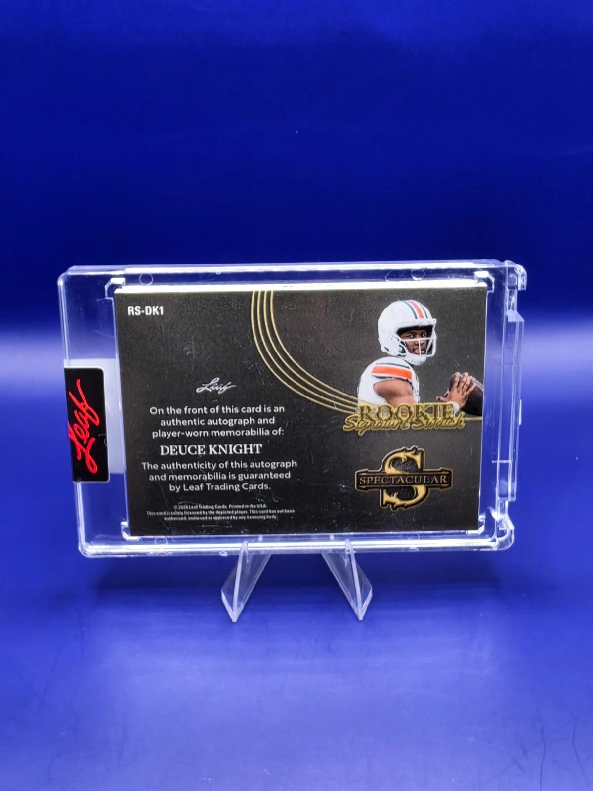 2026 Leaf Spectacular Deuce Knight Rookie Swatch Auto 10/25 #RS-DK1 back