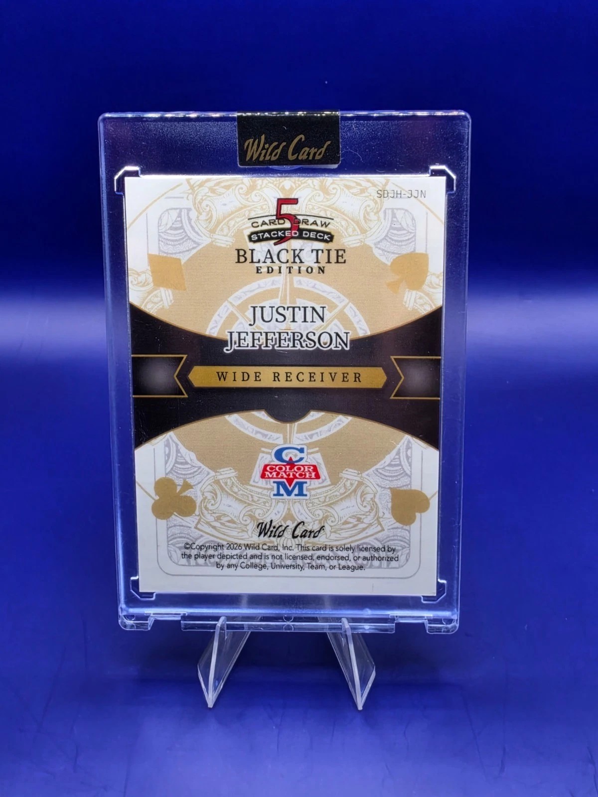 2026 Wild Card Black Tie Justin Jefferson Ace Hearts TRUE 1/1 Color Match back