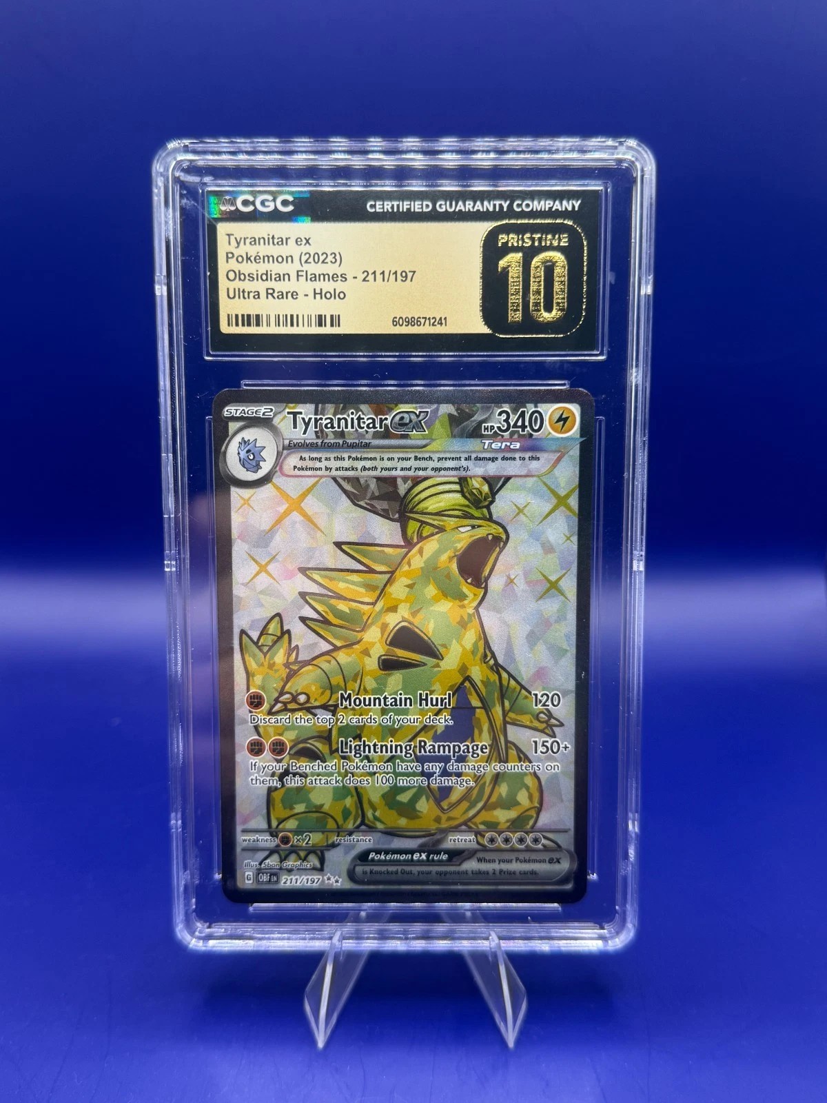2023 Pokemon Tyranitar ex 211/197 Obsidian Flames Full Art CGC Pristine 10 front