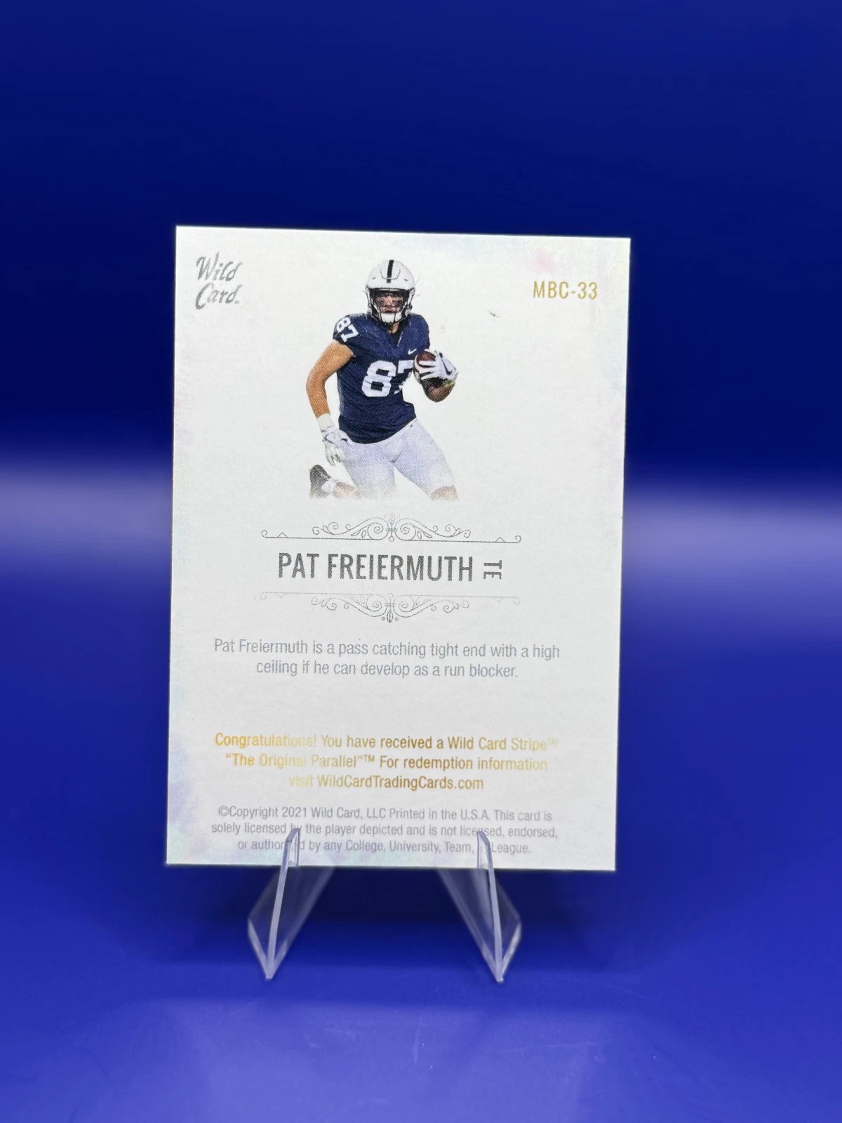 2021 Wild Card Matte Premier Pat Freiermuth RC Stripe 3/10 MBC-33 back