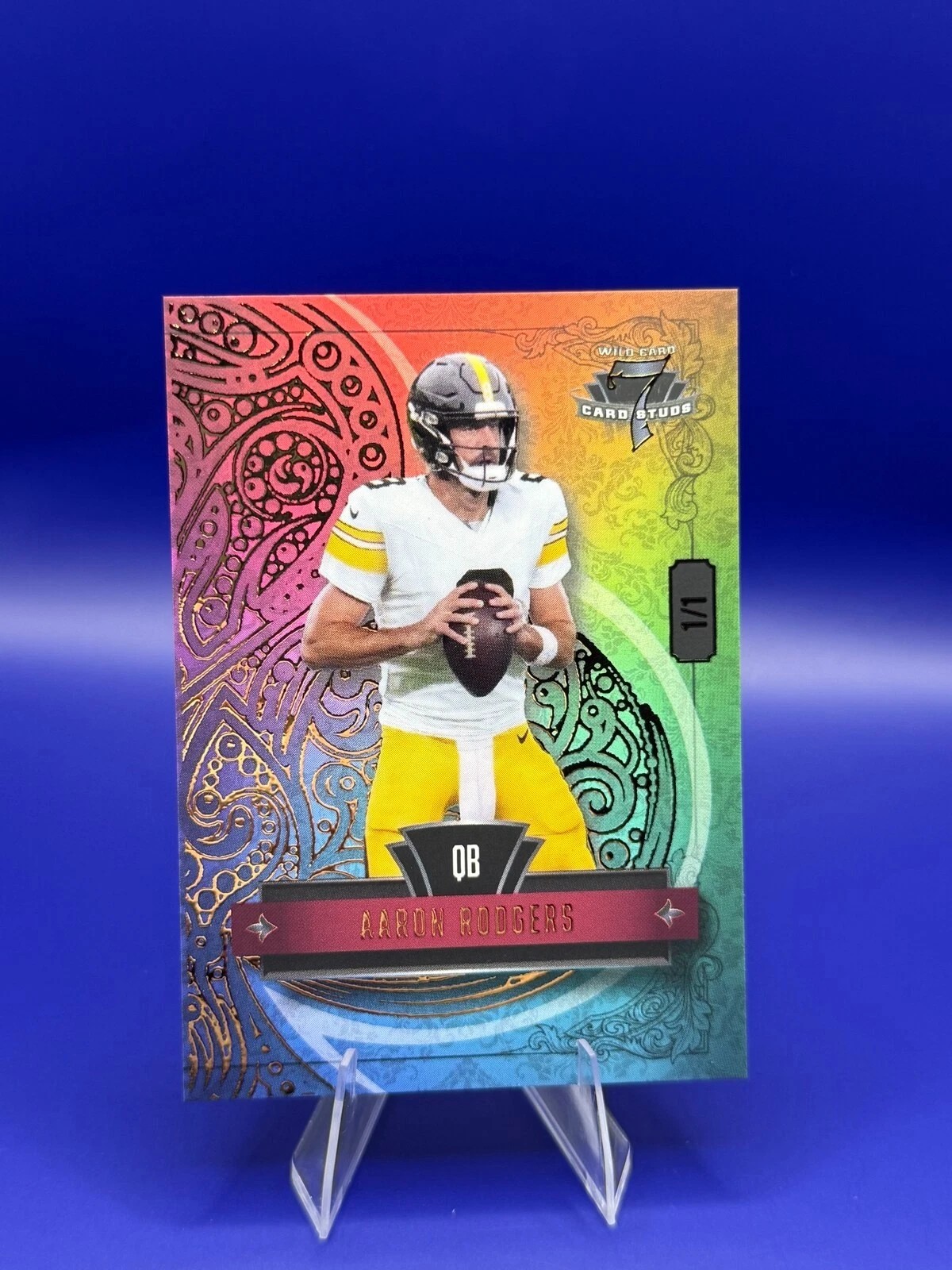 2026 Wild Card 7 Card Studs Aaron Rodgers Rainbow 1/1 7CCL-AR Steelers front