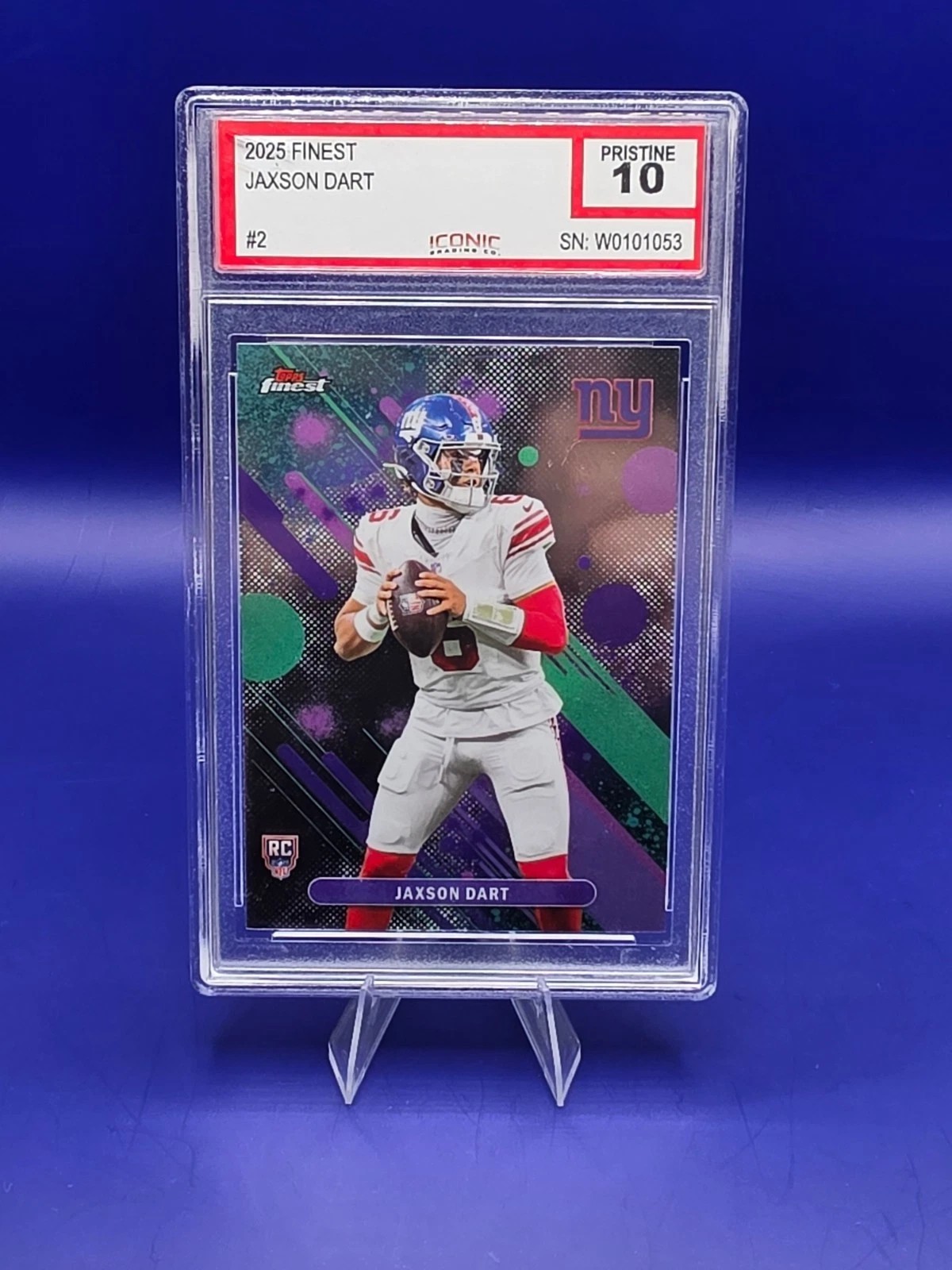 2025 Topps Finest Jaxson Dart #2 RC ICONIC Pristine 10 front
