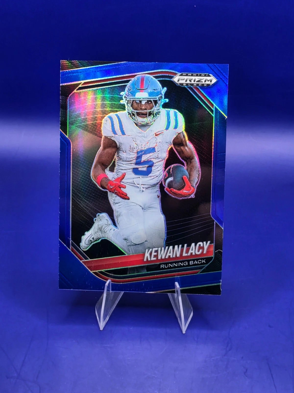 2025 Panini Prizm Black - Prospects Kewan Lacy #153 Blue Prizm /199 (RC) front