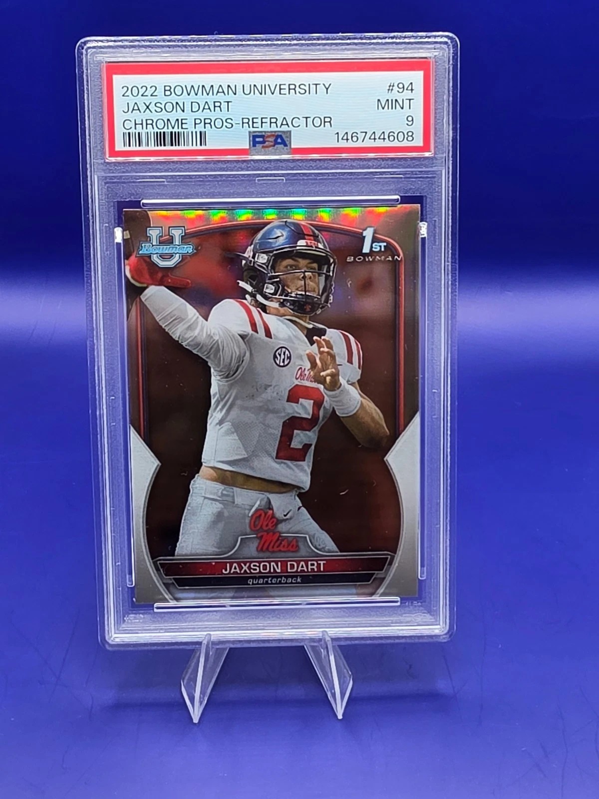2022 Bowman University Chrome Jaxson Dart #94 Refractor PSA 9 front
