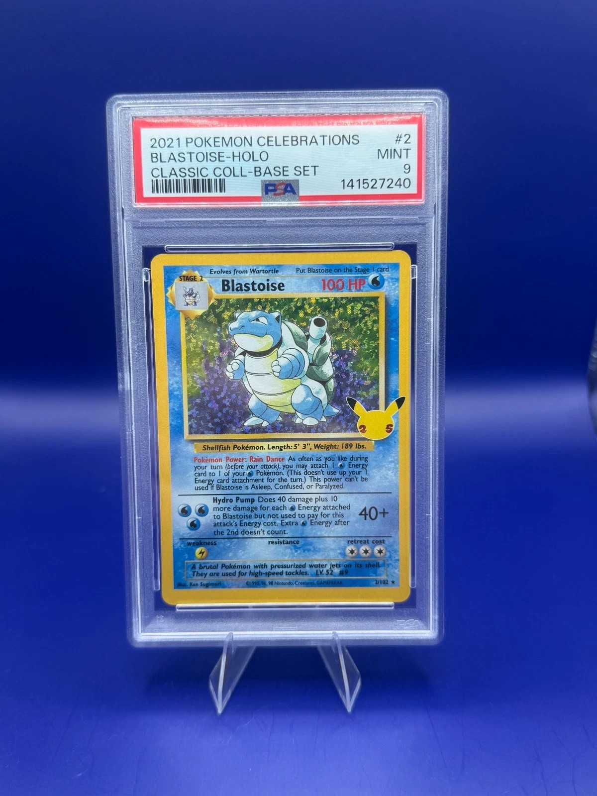 2021 Pokemon Celebrations Blastoise 2/102 Holo Classic Collection PSA 9 front
