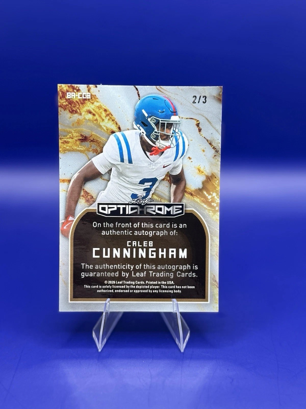 2026 Leaf Optichrome Caleb Cunningham Auto Green Crystals 2/3 BA-CC3 back