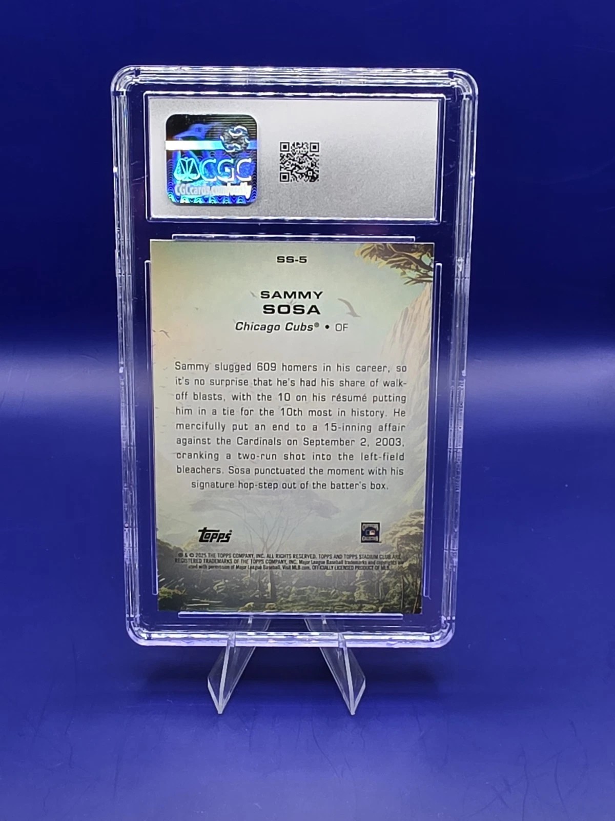 2025 Topps Stadium Club Sammy Sosa Savage Sluggers SS-5 CGC 9 Mint Cubs back