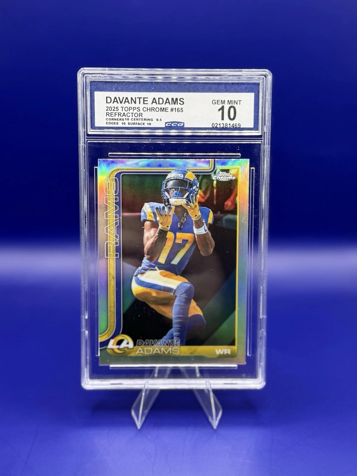 2025 Topps Chrome Davante Adams #165 Refractor CCG 10 Gem Mint Rams front