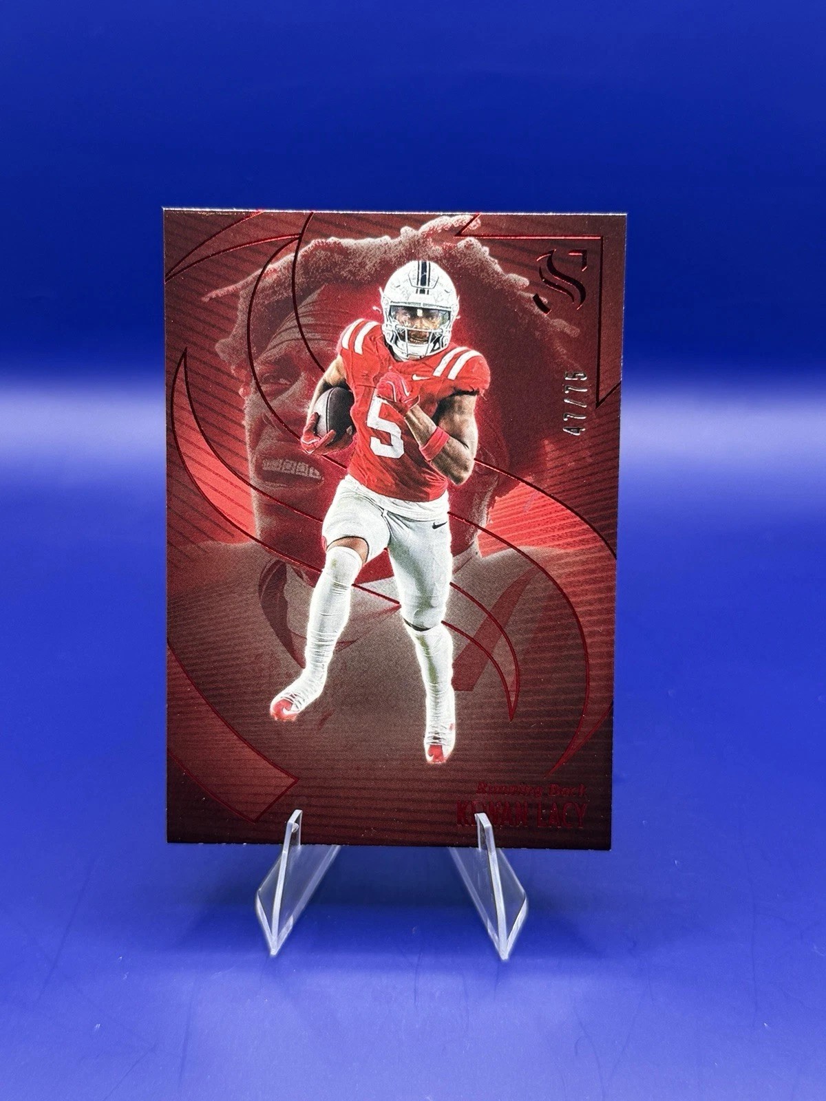 2025 Panini Silhouette Kewan Lacy #88 Red /75 RC Ole Miss Football front
