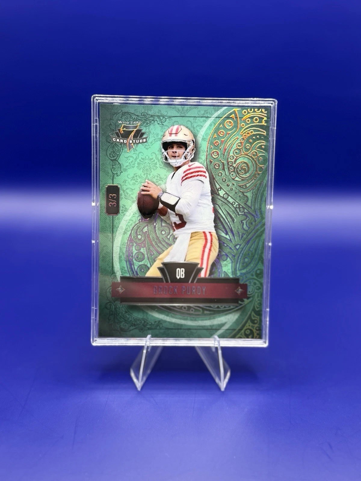 Brock Purdy Wild Card Green 3/3 Serial Numbered Football Card front