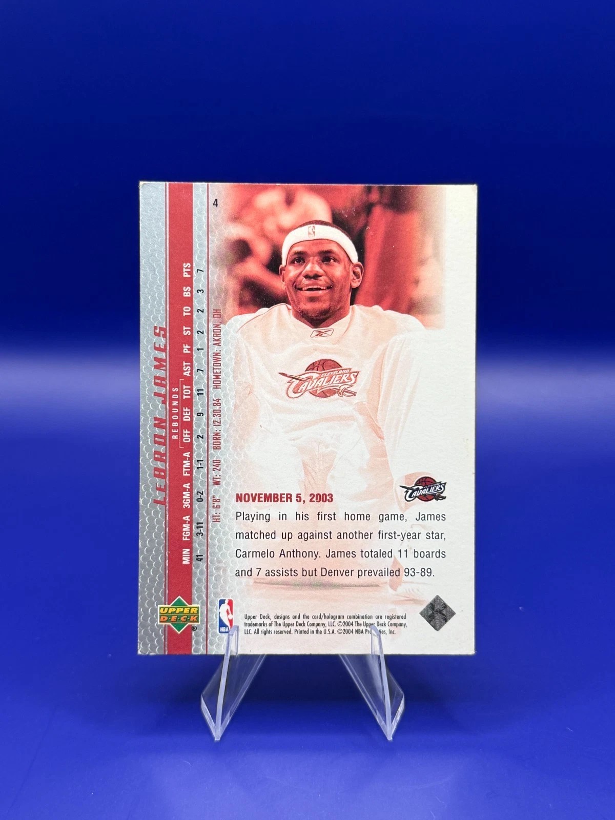 2003-04 Upper Deck LeBron James Phenomenal Beginning #4 Rookie RC Cavaliers back