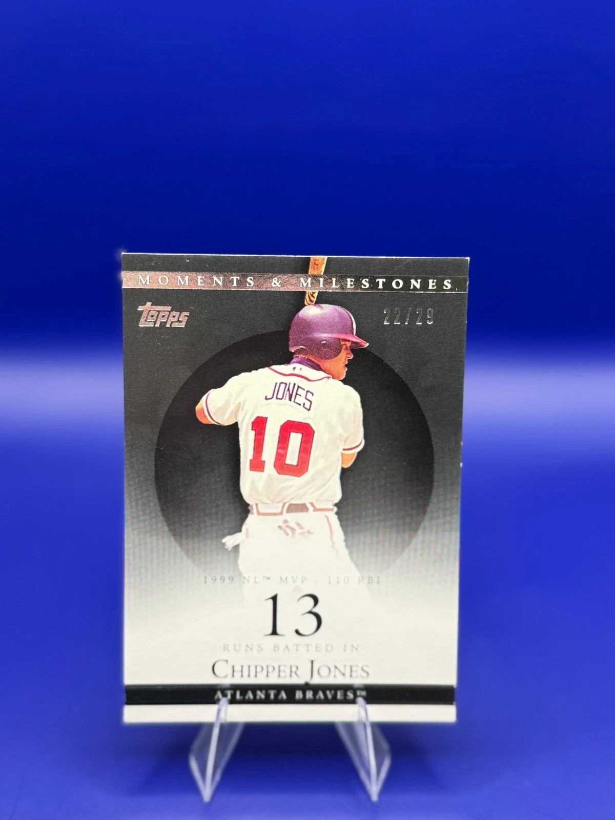 2007 Topps Moments & Milestones Chipper Jones Black 22/29 Braves Baseball front