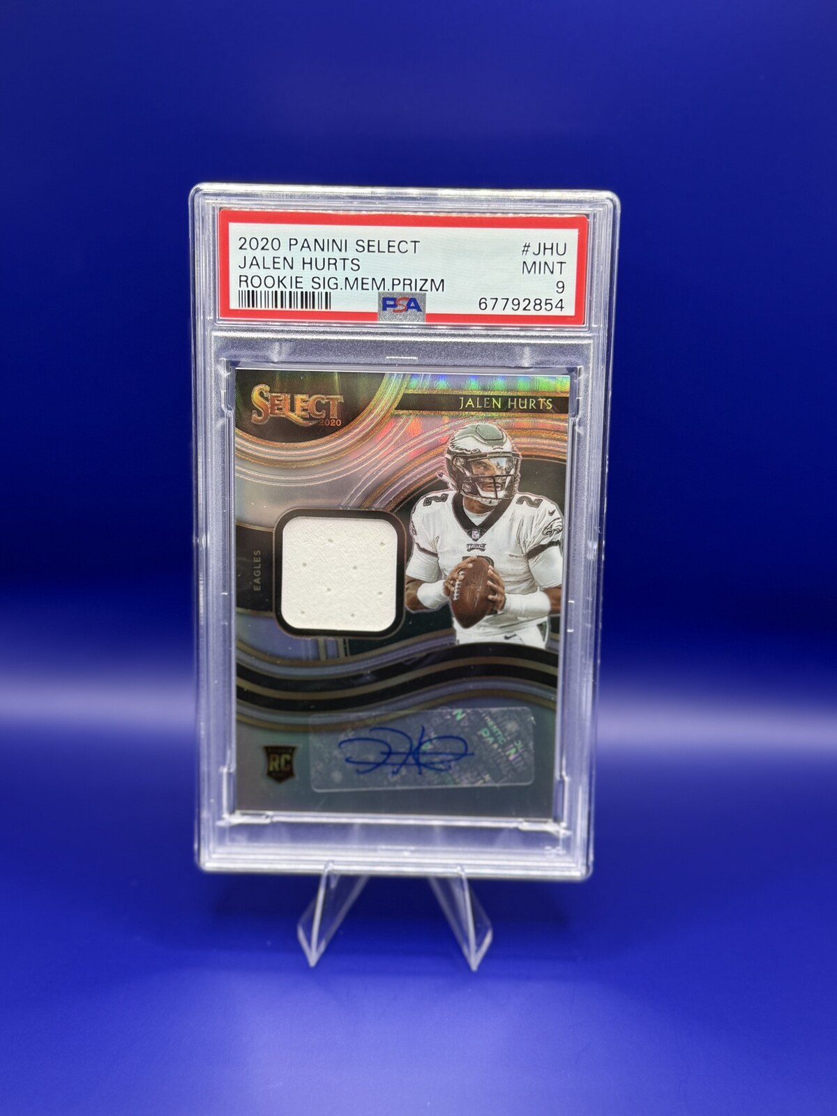 2020 Panini Select Jalen Hurts RC Auto Patch #RSM-JHU /199 (PSA 9) front