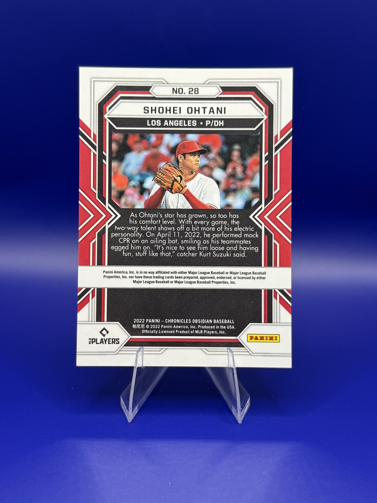2022 Panini Chronicles Obsidian Shohei Ohtani #28 back