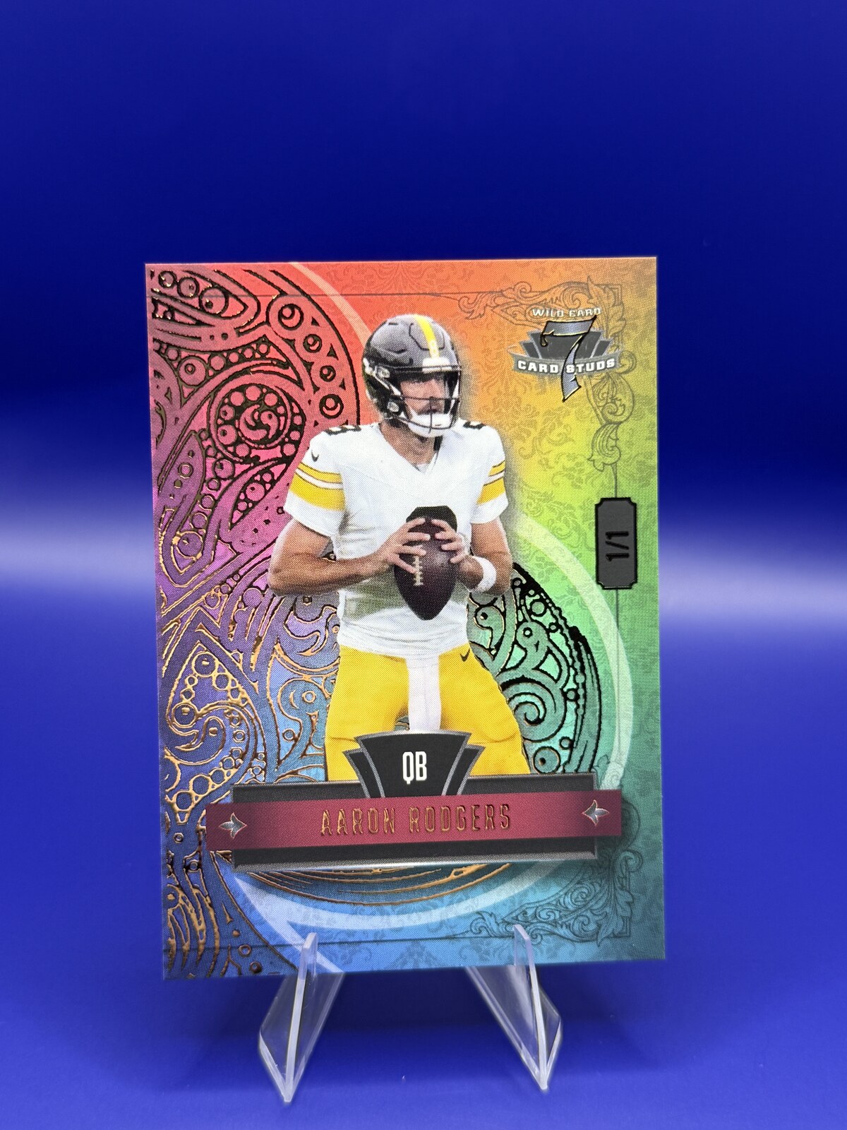 2026 Wild Card 7 Card Studs Aaron Rodgers Rainbow 1/1 #7CCL-AR front