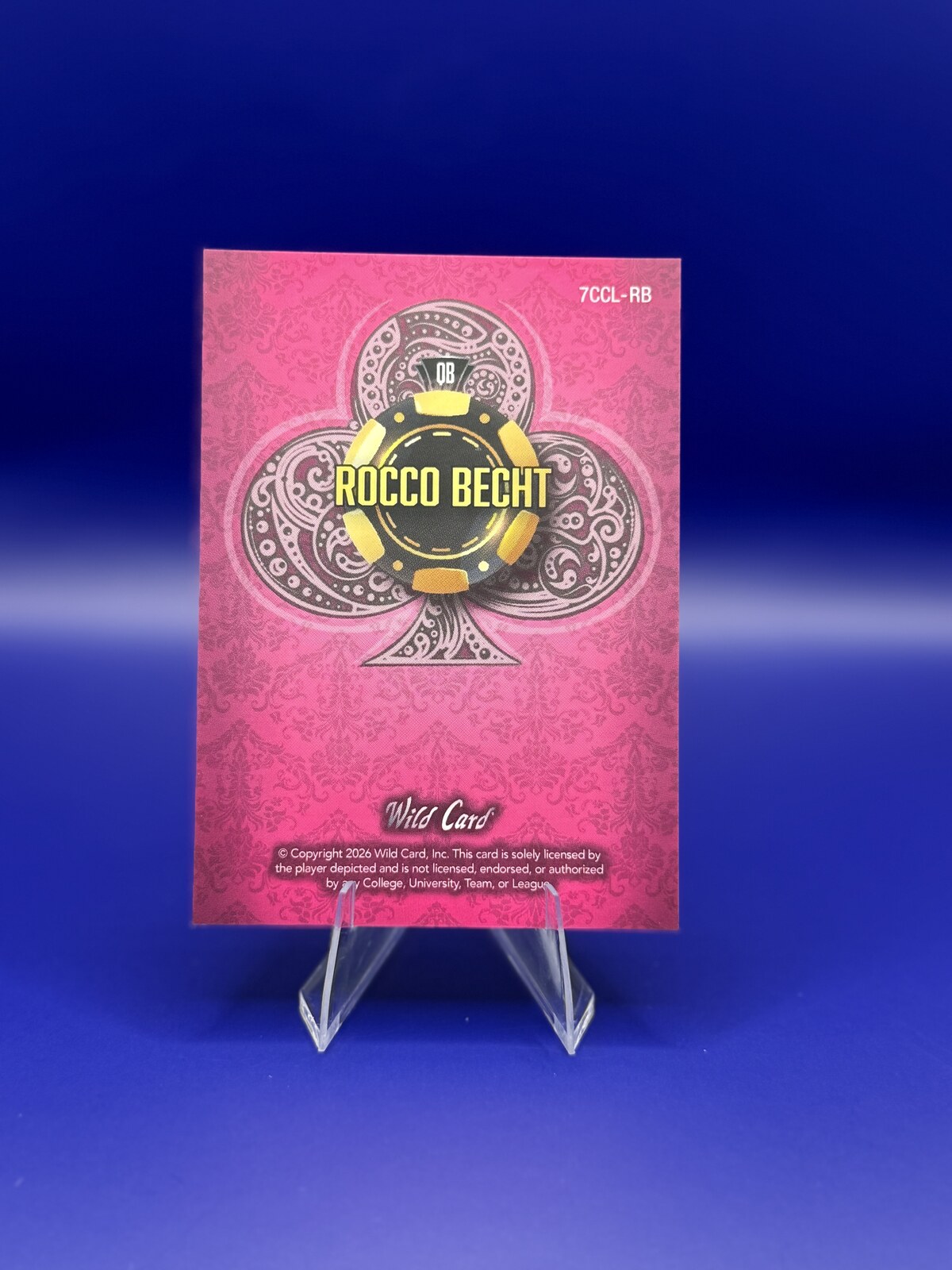 2026 Wild Card 7 Card Studs Rocco Becht RC Pink Sparkle 2/3 #7CCL-RB back