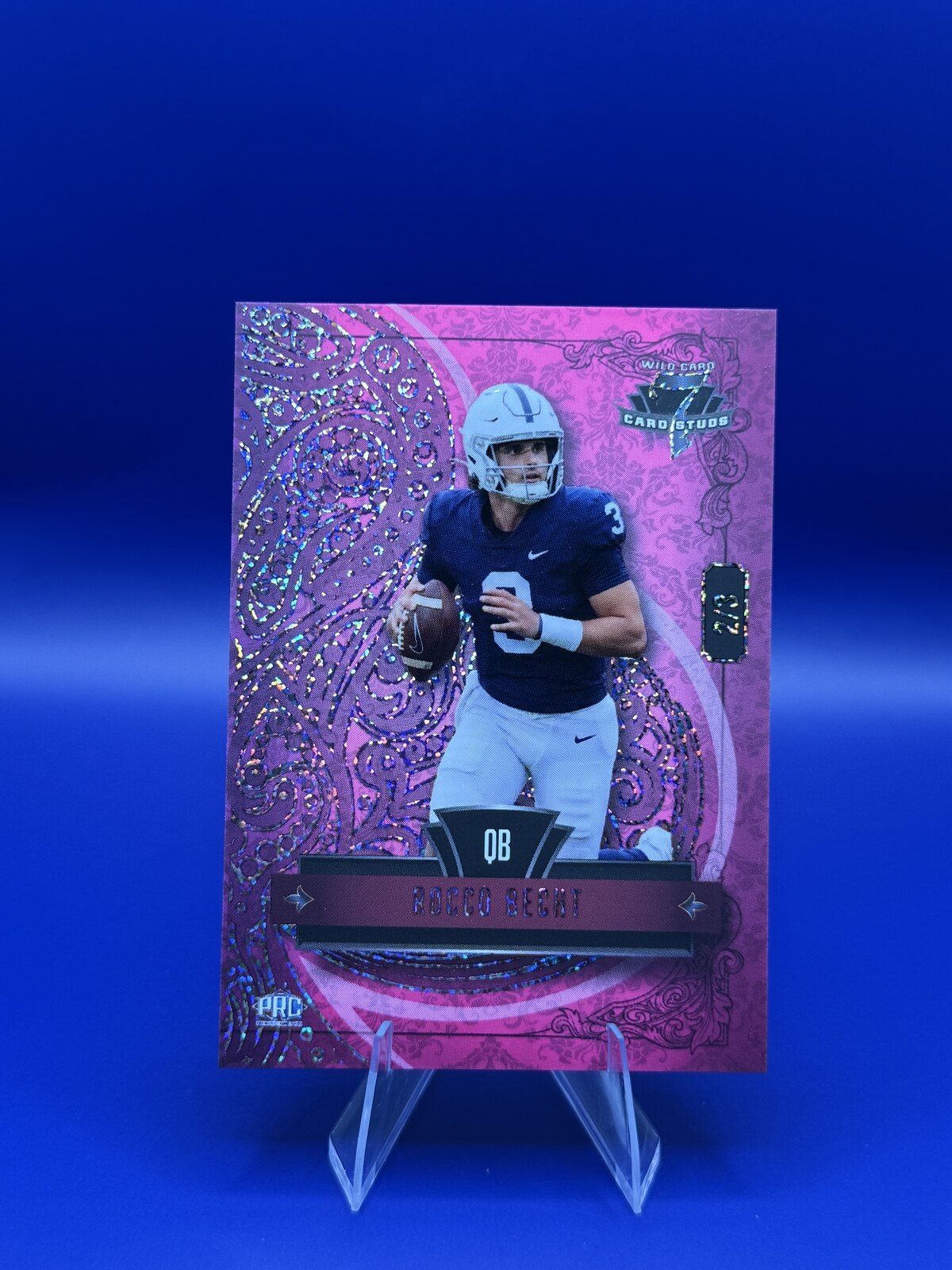 2026 Wild Card 7 Card Studs Rocco Becht RC Pink Sparkle 2/3 #7CCL-RB front