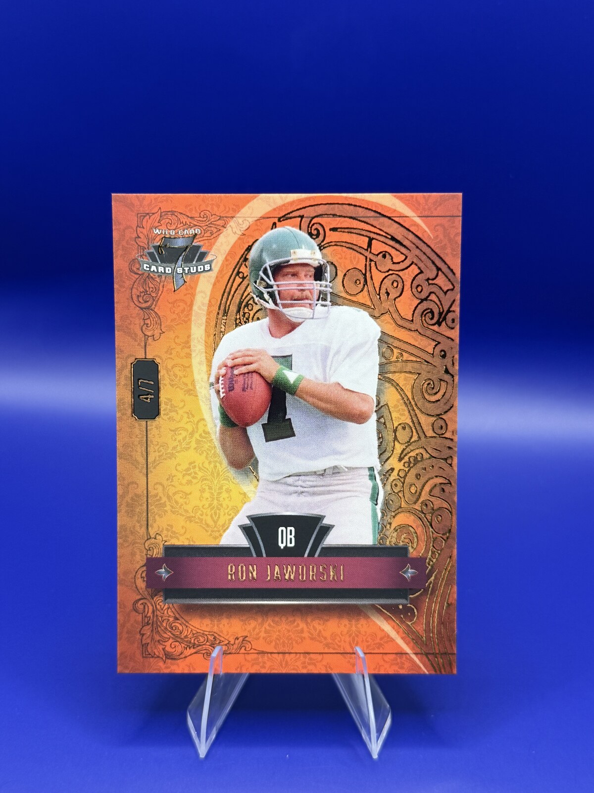 2026 Wild Card 7 Card Studs Ron Jaworski Orange 4/7 #7CHR-RJ front