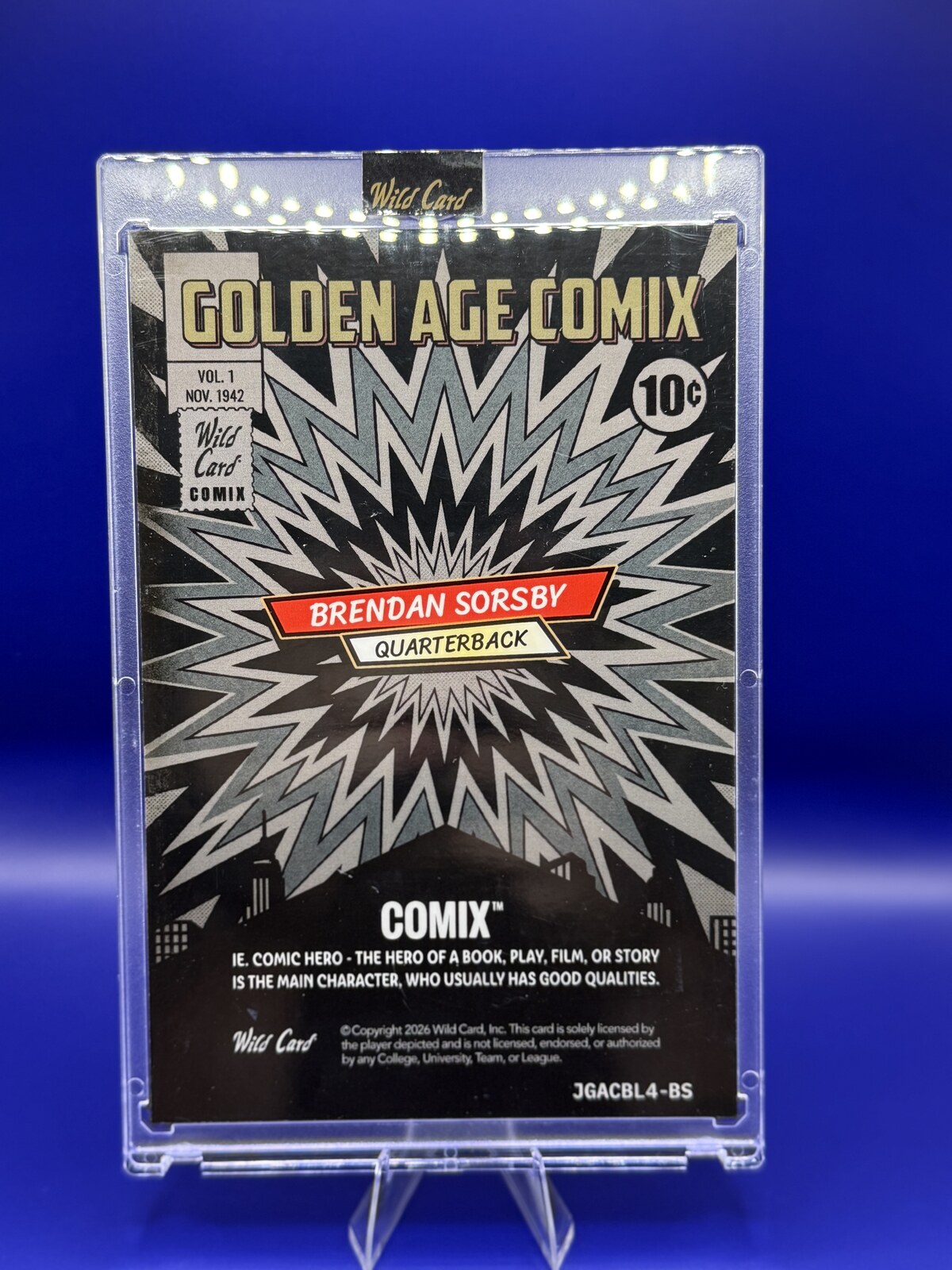 2026 Wild Card Golden Age Comix Brendan Sorsby 1/1 #JGACBL4-BS back
