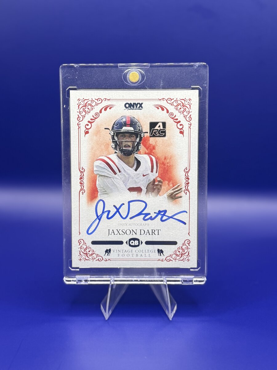 2022 Onyx Vintage College Jaxson Dart Rookie Auto #CAJD front